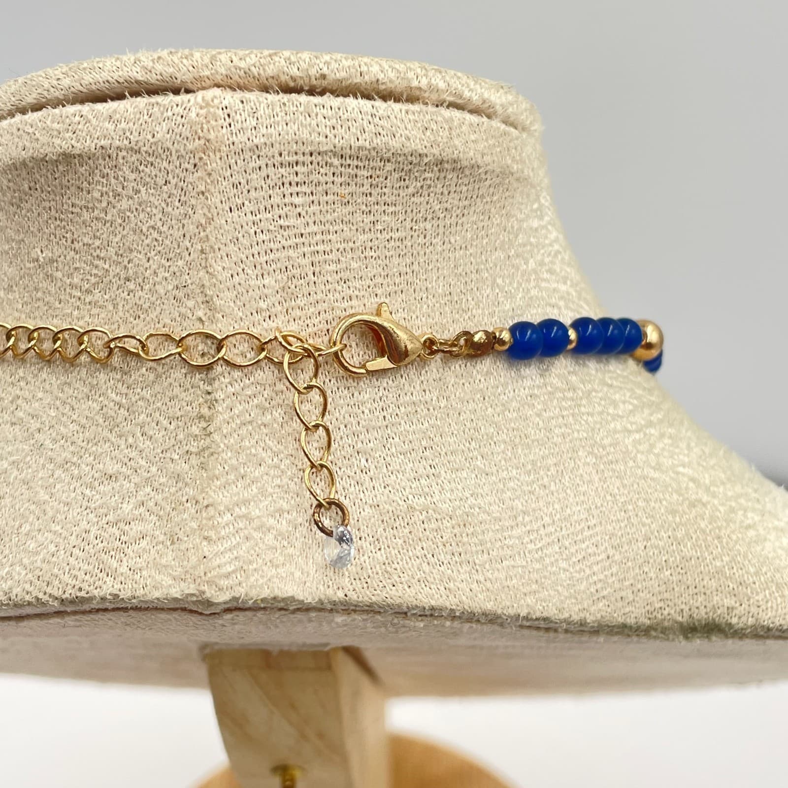 Vintage Lapis Blue Agate Pearl Beaded Necklace Gold Tone Statement Jewelry Gift - Thumbnail 6