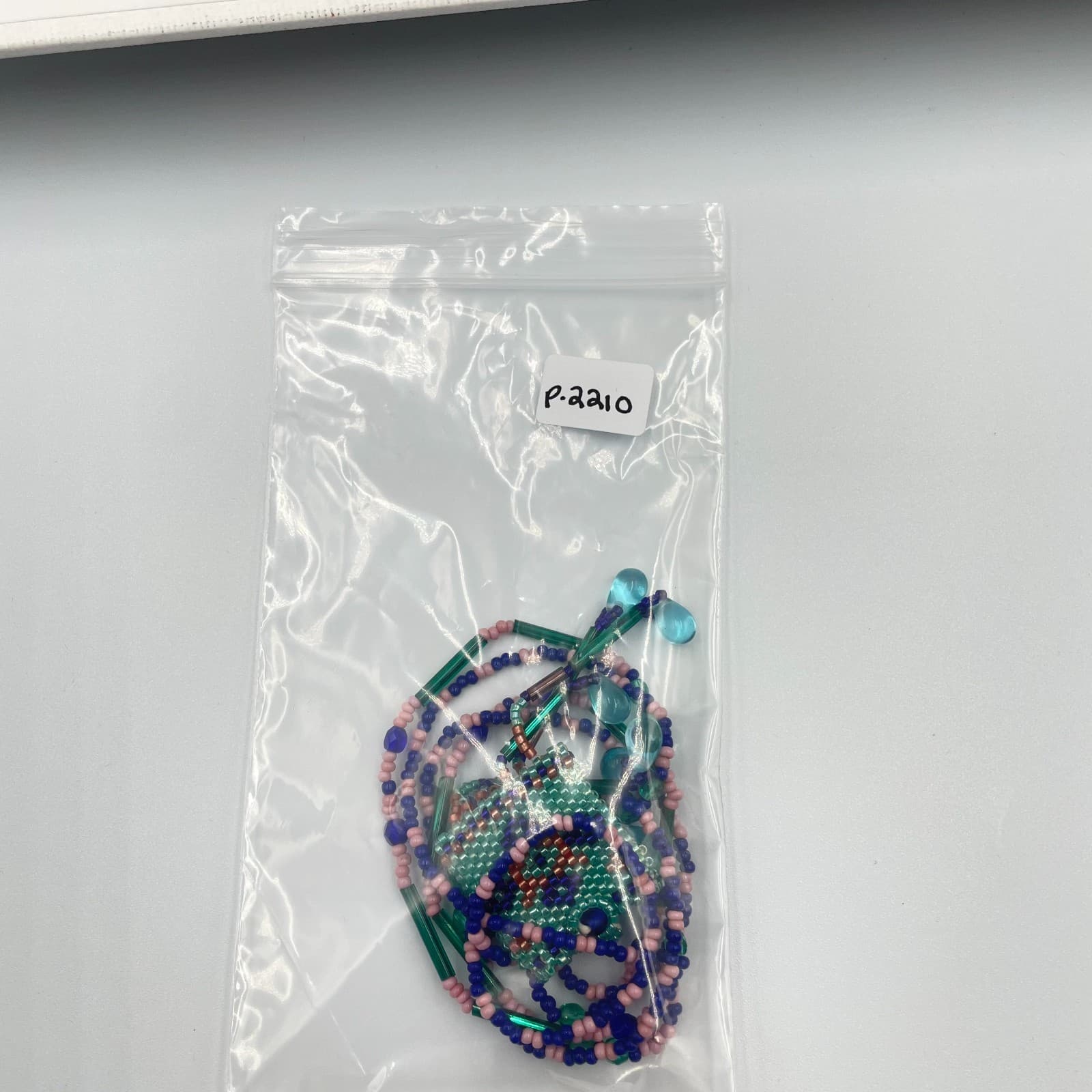 Handmade Beaded Pendant Necklace Boho Seed Bead Geometric Teal Pink Glass Fringe - Thumbnail 8