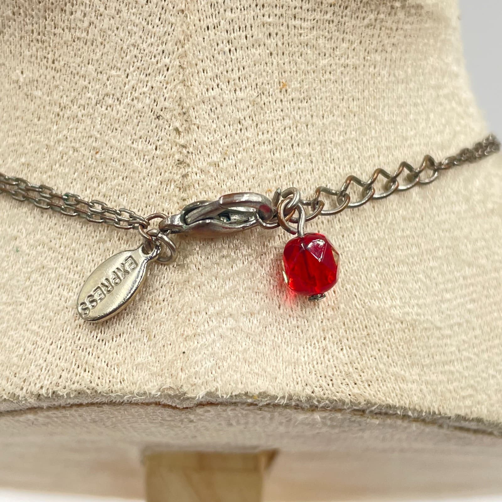 EXPRESS Strawberry Pendant Necklace Red Enamel Crystal Rhinestone Silver Tone - Thumbnail 6