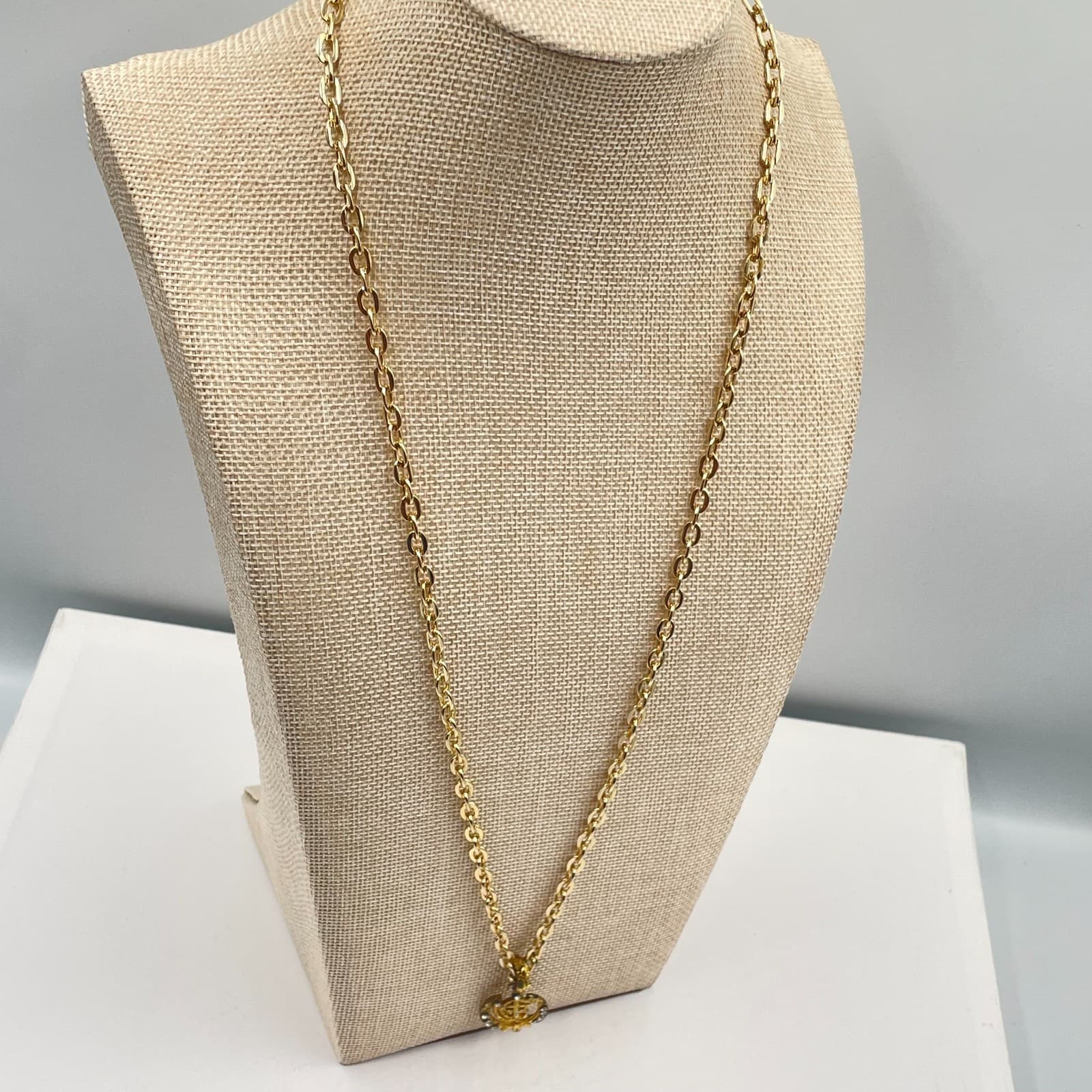 Vintage Gold Khanda Pendant Necklace Sikh Ikon Hip Hop Bling Rhinestone Jewelry - Thumbnail 6