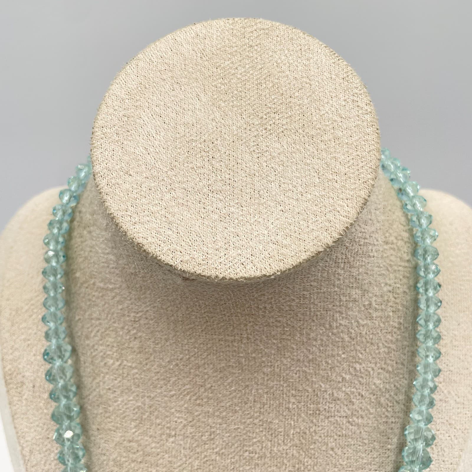 Vintage Aquamarine Blue Crystal Beaded Necklace Statement Sparkling Cluster 20” - Thumbnail 2