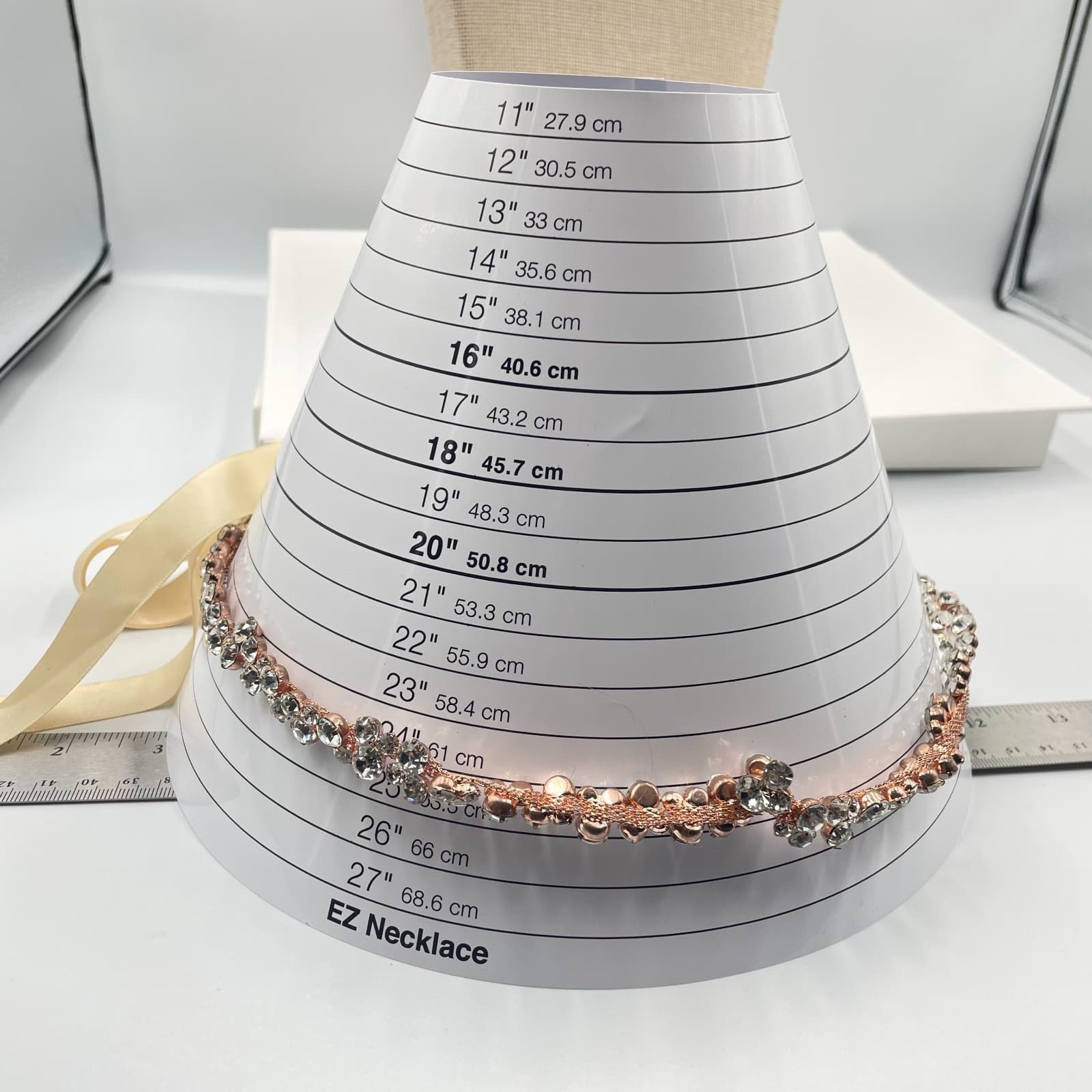 VTG Rose Gold Crystal Rhinestone Rib Necklace Bridal Wedding Statement Sparkly - Thumbnail 7