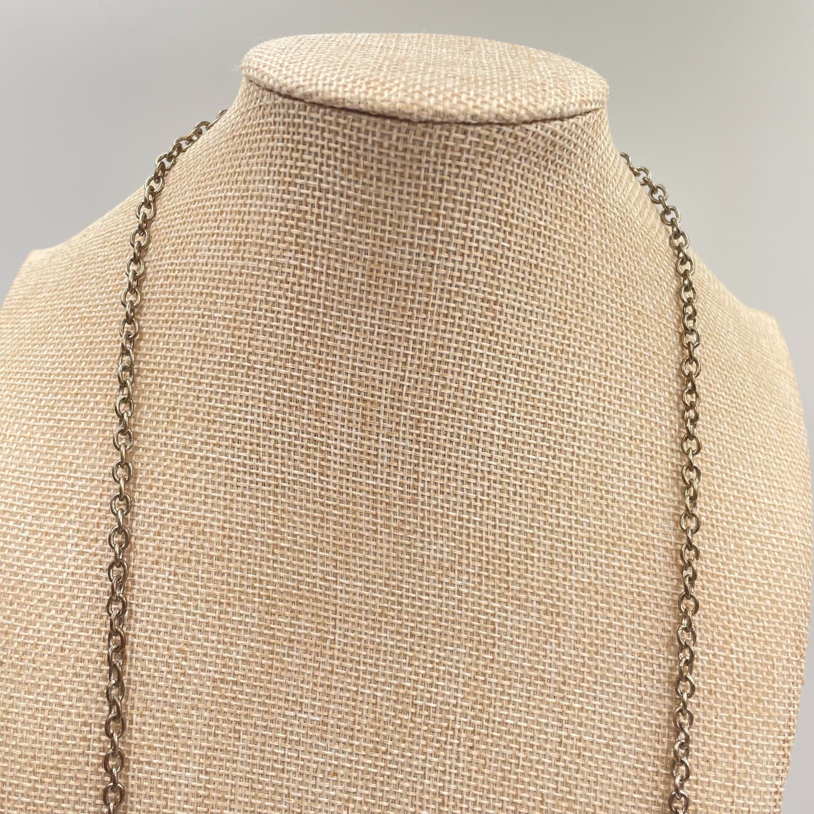 Vintage Silver Tone Rose Flower Station Long Necklace Antiqued Boho Floral 36” - Thumbnail 2