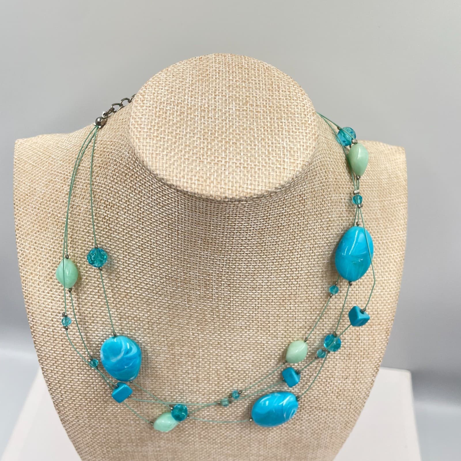Lane Bryant Turquoise-Tone Beads Multi Strand Station Statement Lobster Necklace - Thumbnail 2