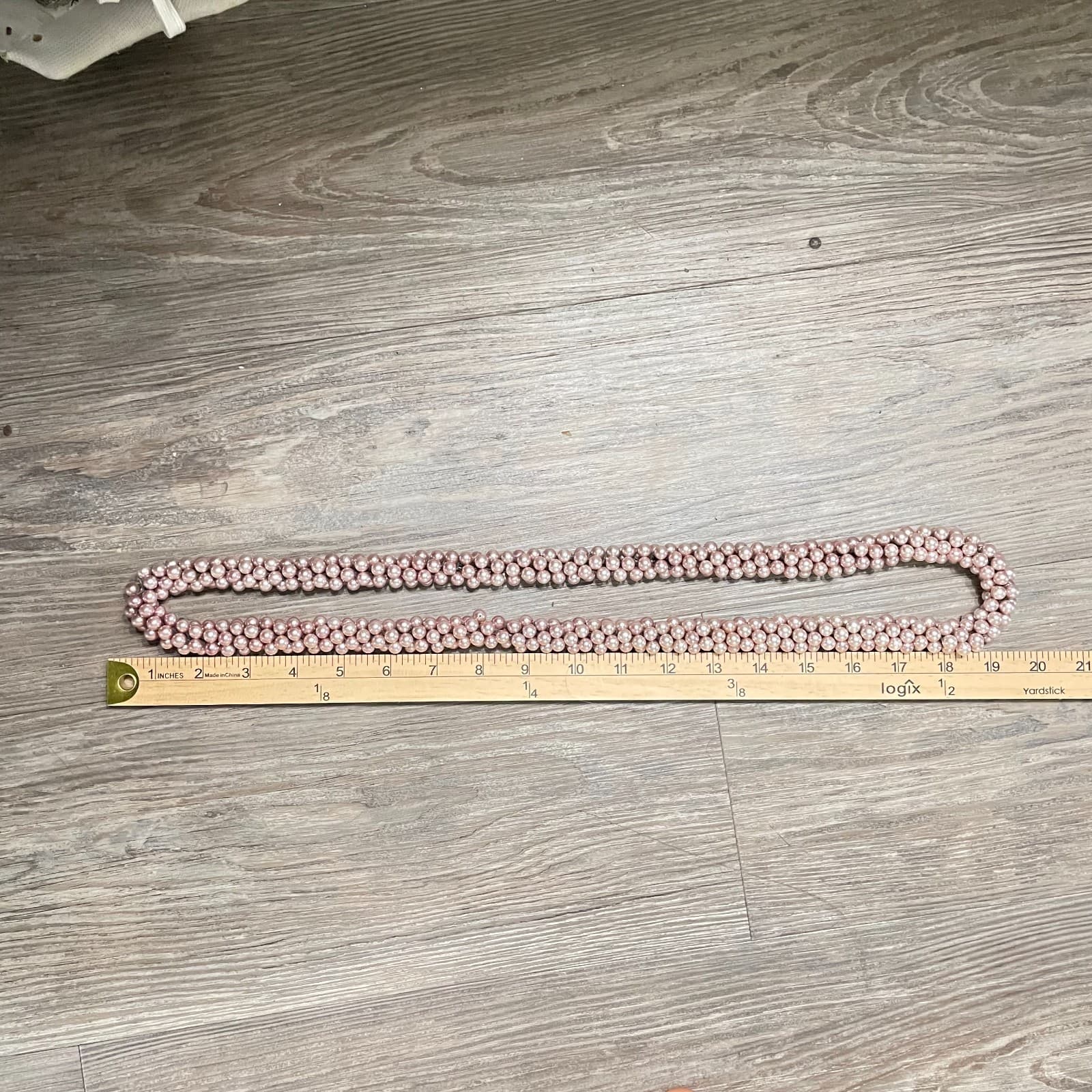Vintage Pink Faux Pearl Woven Rope Necklace Long Multi Strand Chunky Statement - Thumbnail 6