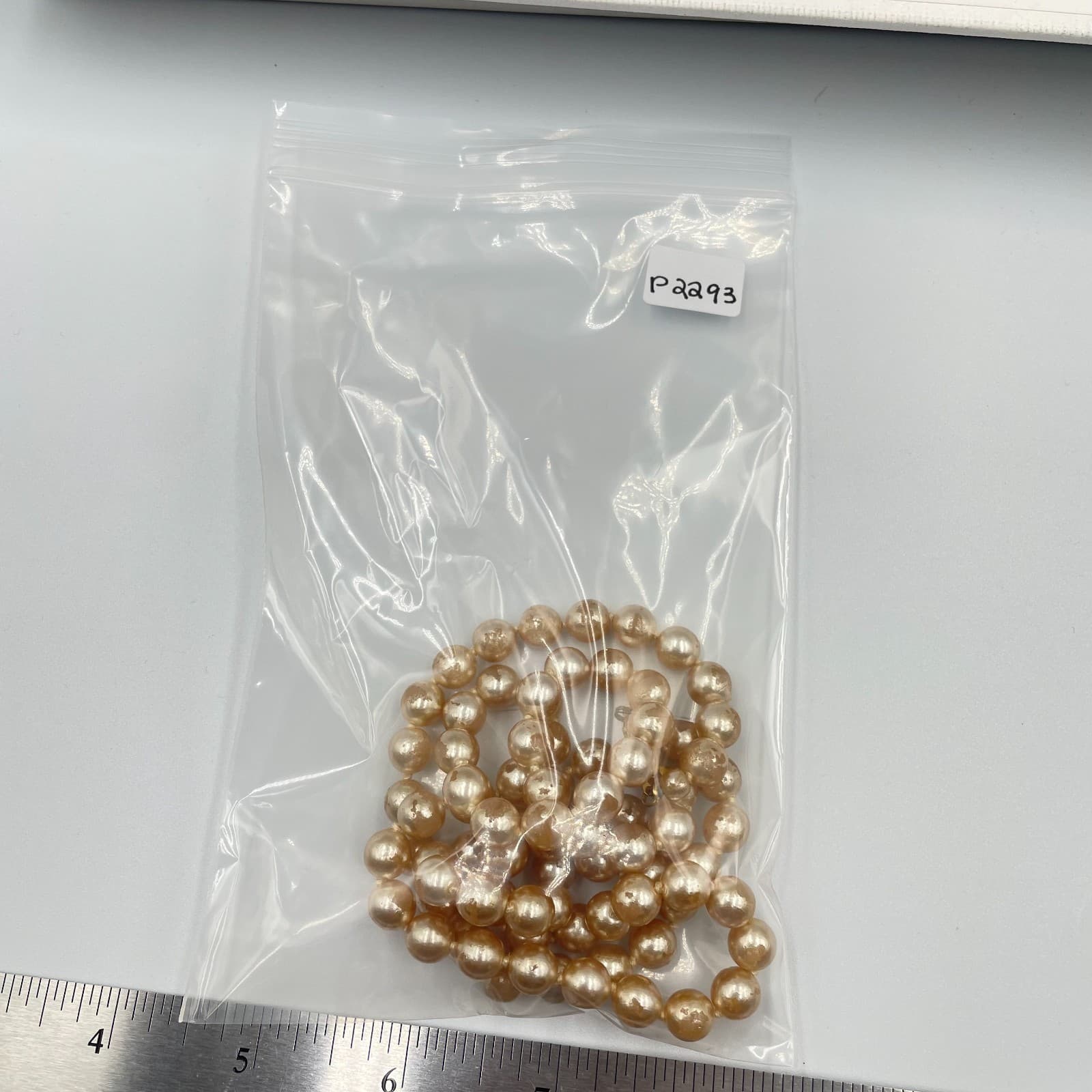 Vintage Champagne Glass Pearl Necklace 30” Opera Length Gold Tone Filigree Clasp - Thumbnail 8