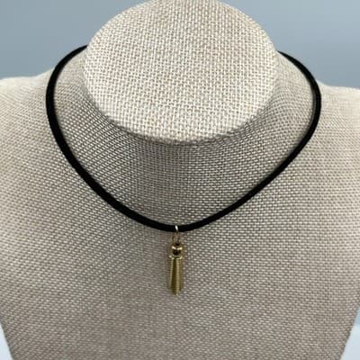 Grunge Revival Gold-Tone Black Velvet Cord Chain Tassel Pendant Choker Necklace - Thumbnail 3