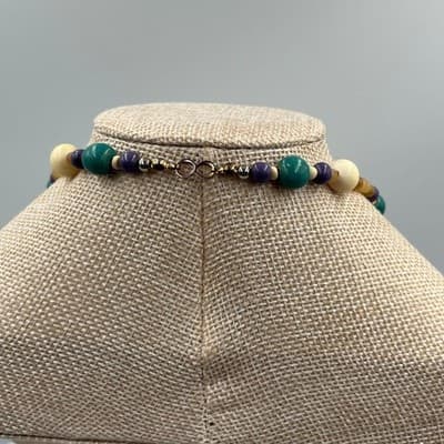 Vintage Artisanal Multicolor Mother-of-Pearl Beggar Bead Fish Pendant Necklace - Thumbnail 7