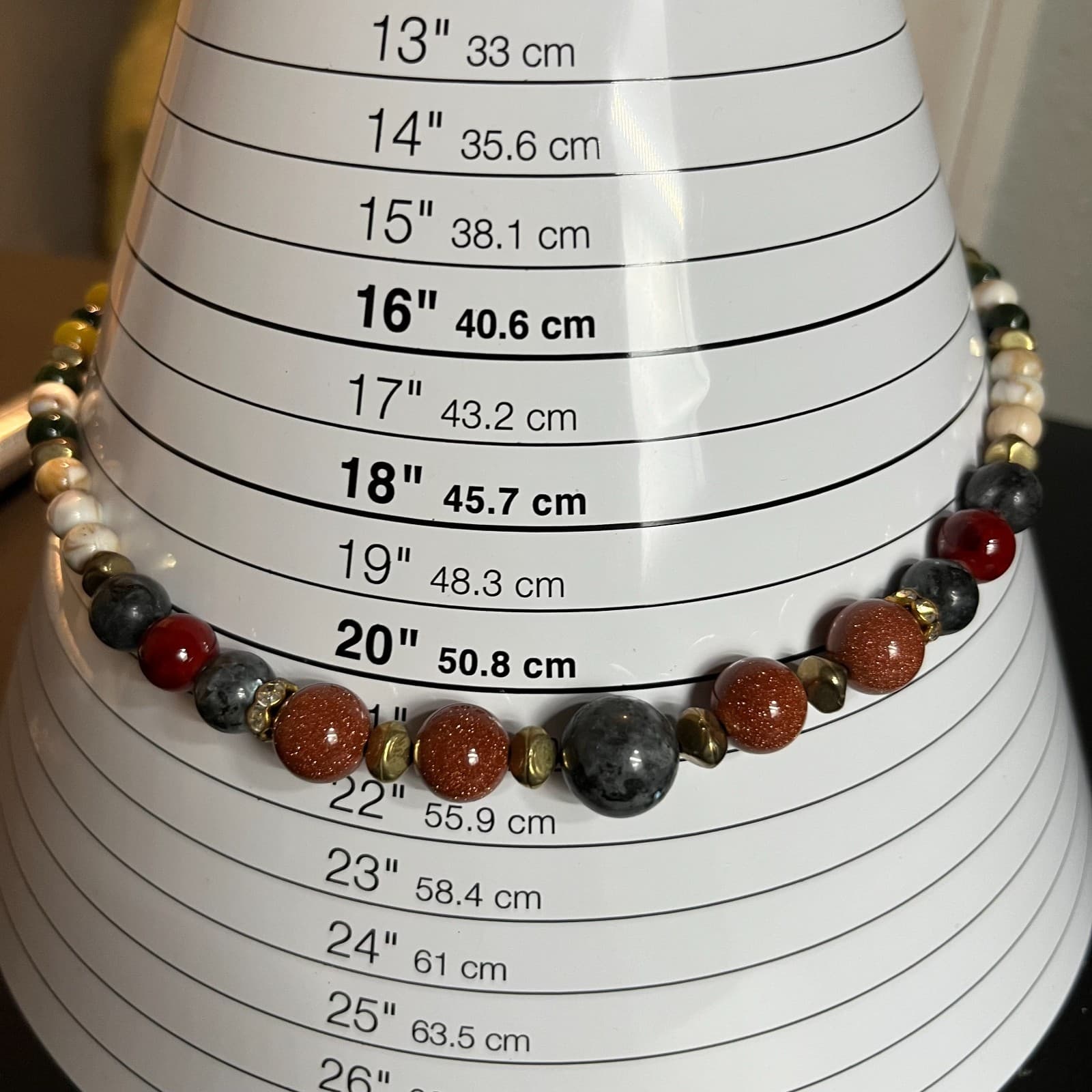 Vintage Multi Stone Beaded Necklace Mixed Gemstones Boho Statement 24" Estate - Thumbnail 7