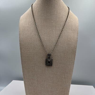 Vintage Egyptian Heritage Silver-Tone Intricate Calligraphy Pendant Necklace - Thumbnail 3