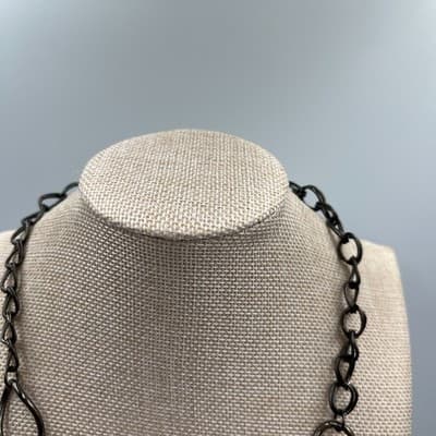 Gunmetal-Tone Urban Chic Silver-Tone Faceted Metal Square Beads Lobster Necklace - Thumbnail 2