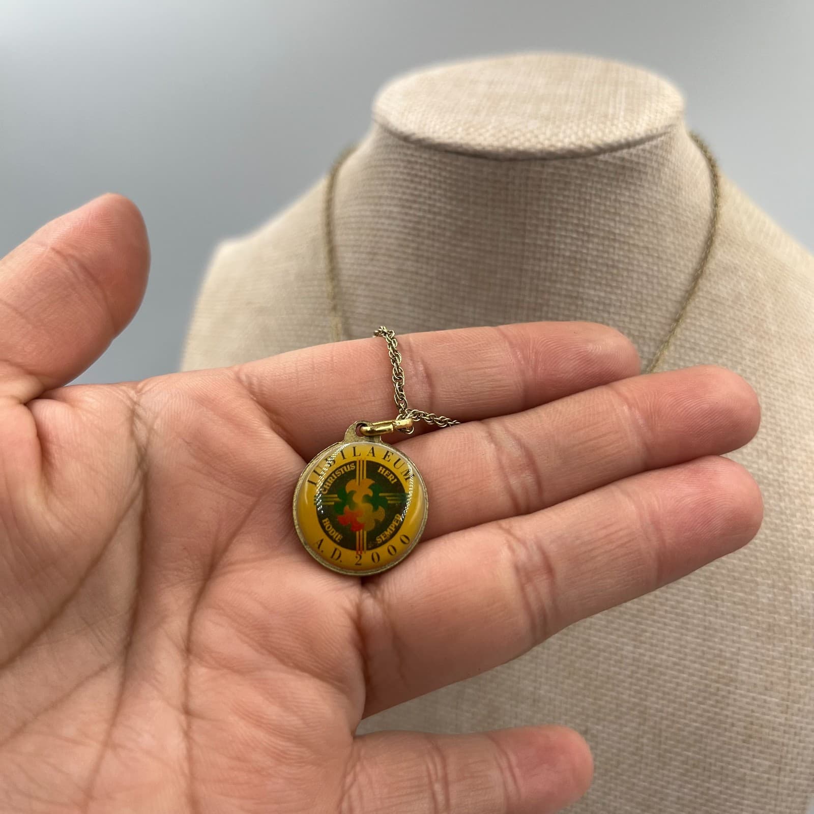 VTG Vatican Jubilee 2000 Medal Pendant Christus Heri Hodie Semper Italy Cross - Thumbnail 4