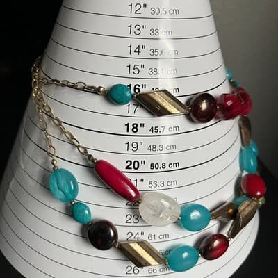 Vtg Avenue Multi Strand Beaded Statement Necklace Boho Chic Layered Wood Beaded - Thumbnail 8