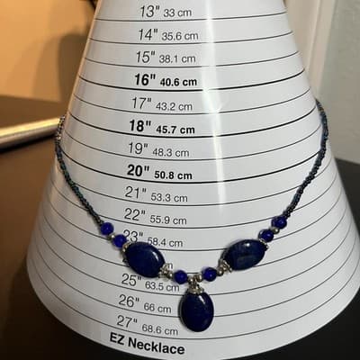 Vintage Multi Strand Lapis Lazuli Blue Glass Seed Bead Necklace Boho Statement - Thumbnail 7