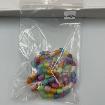 Vintage Etched Glass Bead Necklace Multi-Color Boho Tribal Barrel Beads Colorful - Thumbnail 8