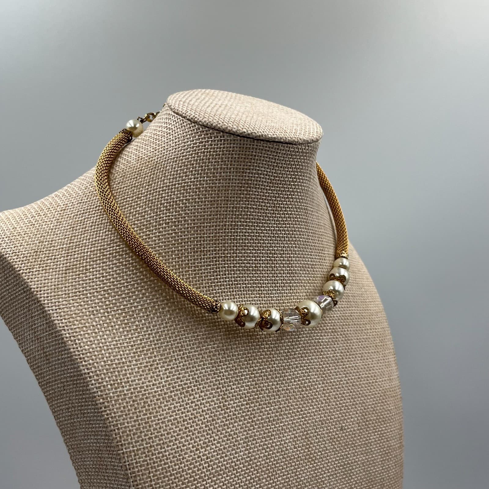 Vintage Marcasite Faux Pearl Necklace Silver Tone Floral Art Deco Style 17 - Thumbnail 4