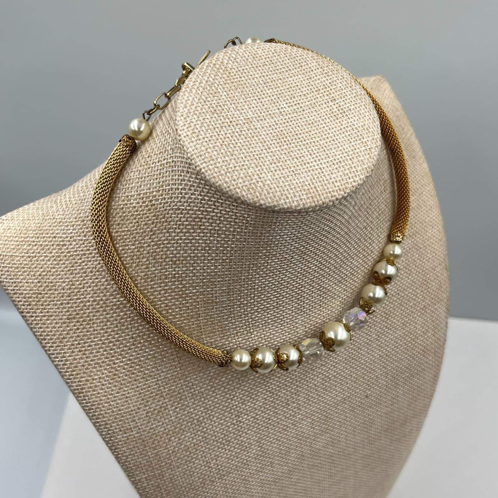 Vintage Marcasite Faux Pearl Necklace Silver Tone Floral Art Deco Style 17 - Thumbnail 5