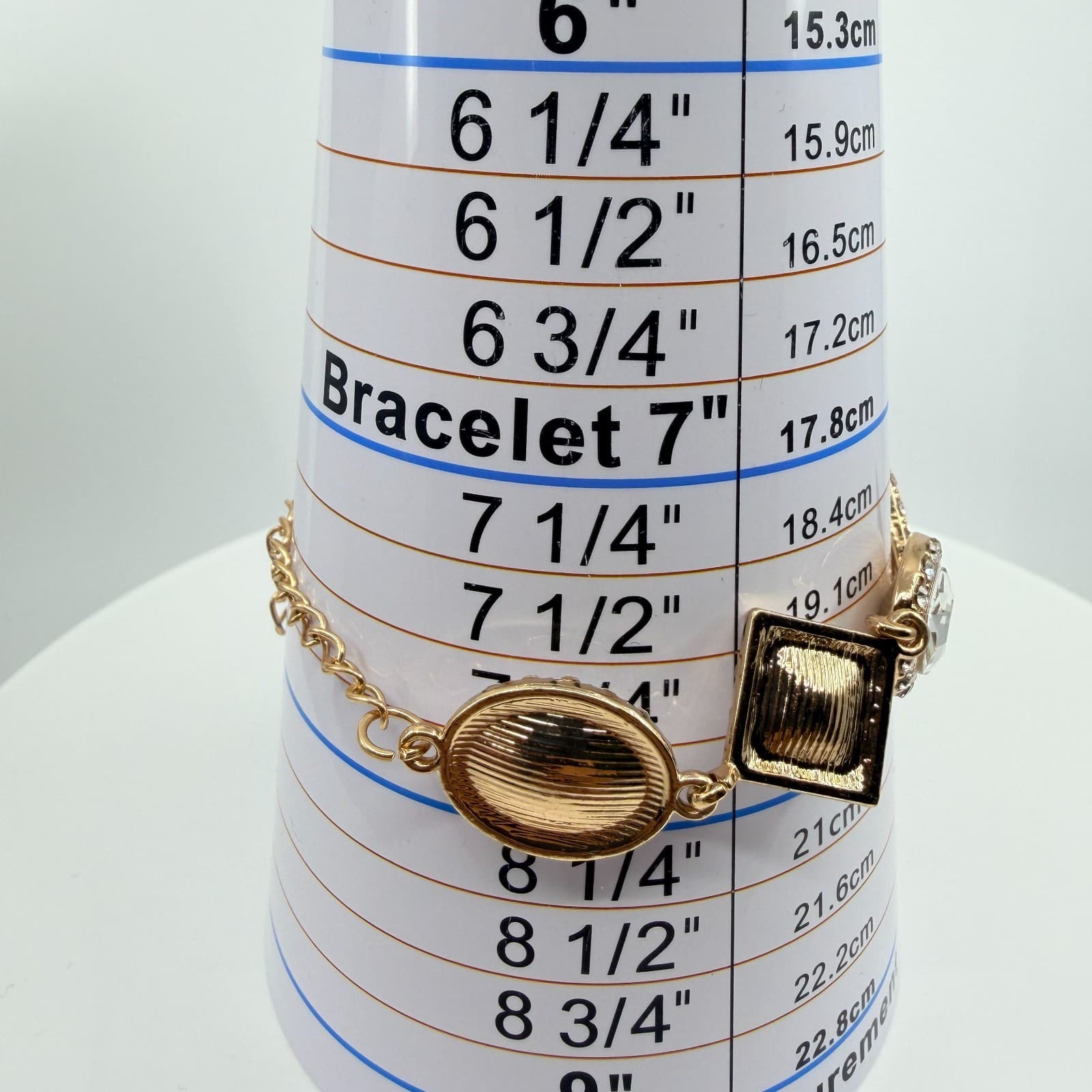 Vintage Gold Tone Clear Crystal Jewelry Geometric Statement Necklace Bracelet - Thumbnail 13