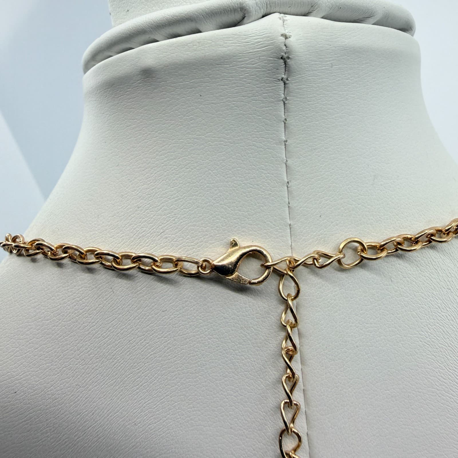 Vintage Gold Tone Clear Crystal Jewelry Geometric Statement Necklace Bracelet - Thumbnail 7