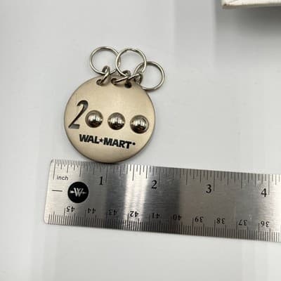 Vintage Walmart Year 2000 Employee Milestone Keychain Silver Tone Multi-Ring - Thumbnail 5