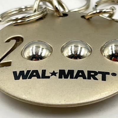 Vintage Walmart Year 2000 Employee Milestone Keychain Silver Tone Multi-Ring - Thumbnail 2