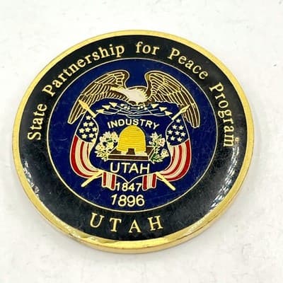 Vintage Utah State Partnership for Peace Program Morocco Military Challenge Coin