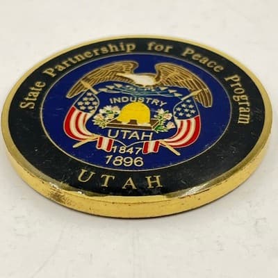 Vintage Utah State Partnership for Peace Program Morocco Military Challenge Coin - Thumbnail 2
