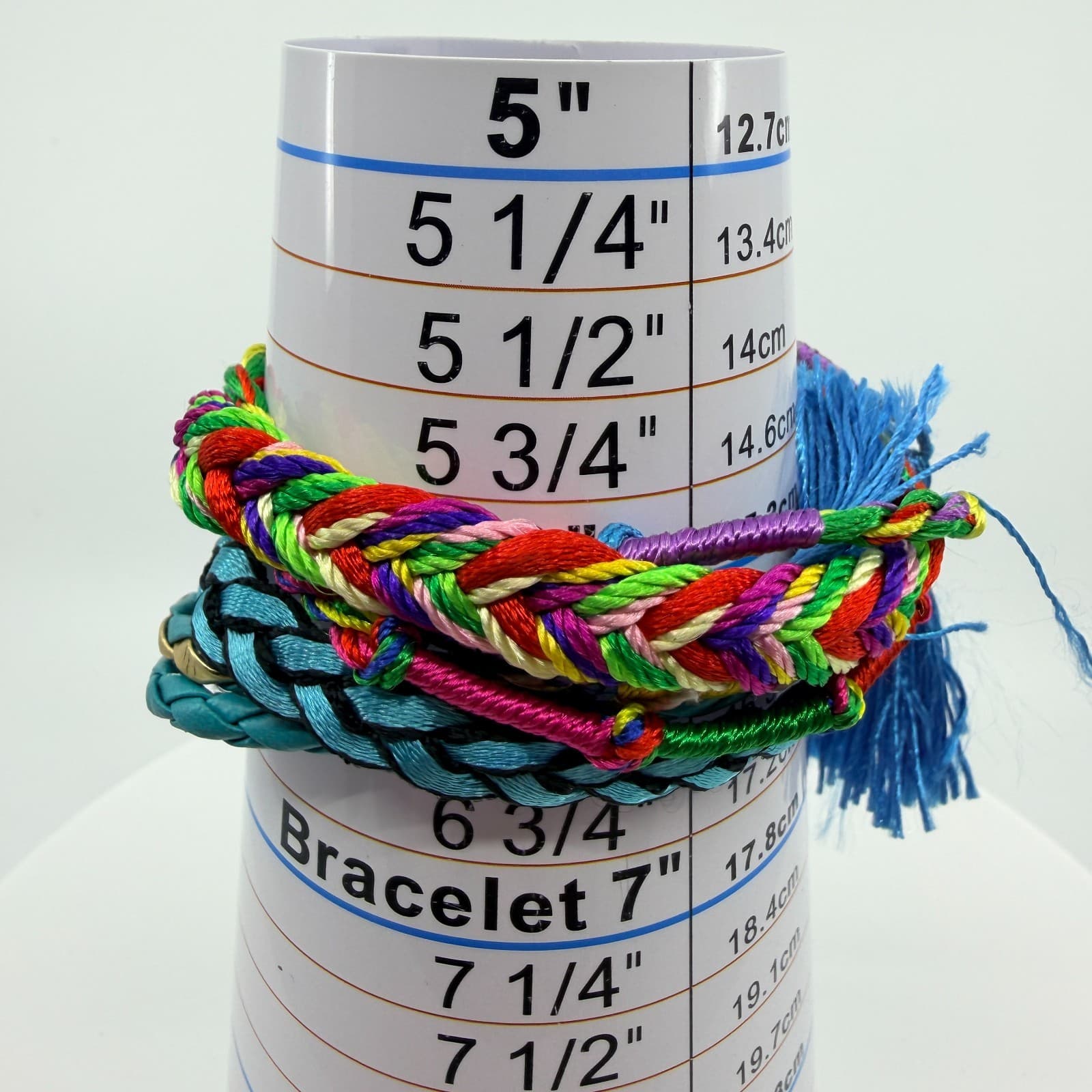 Vintage Blue Teal Multi Strand Braided Wrap Bracelet Tassels Magnetic Clasp Boho - Thumbnail 9