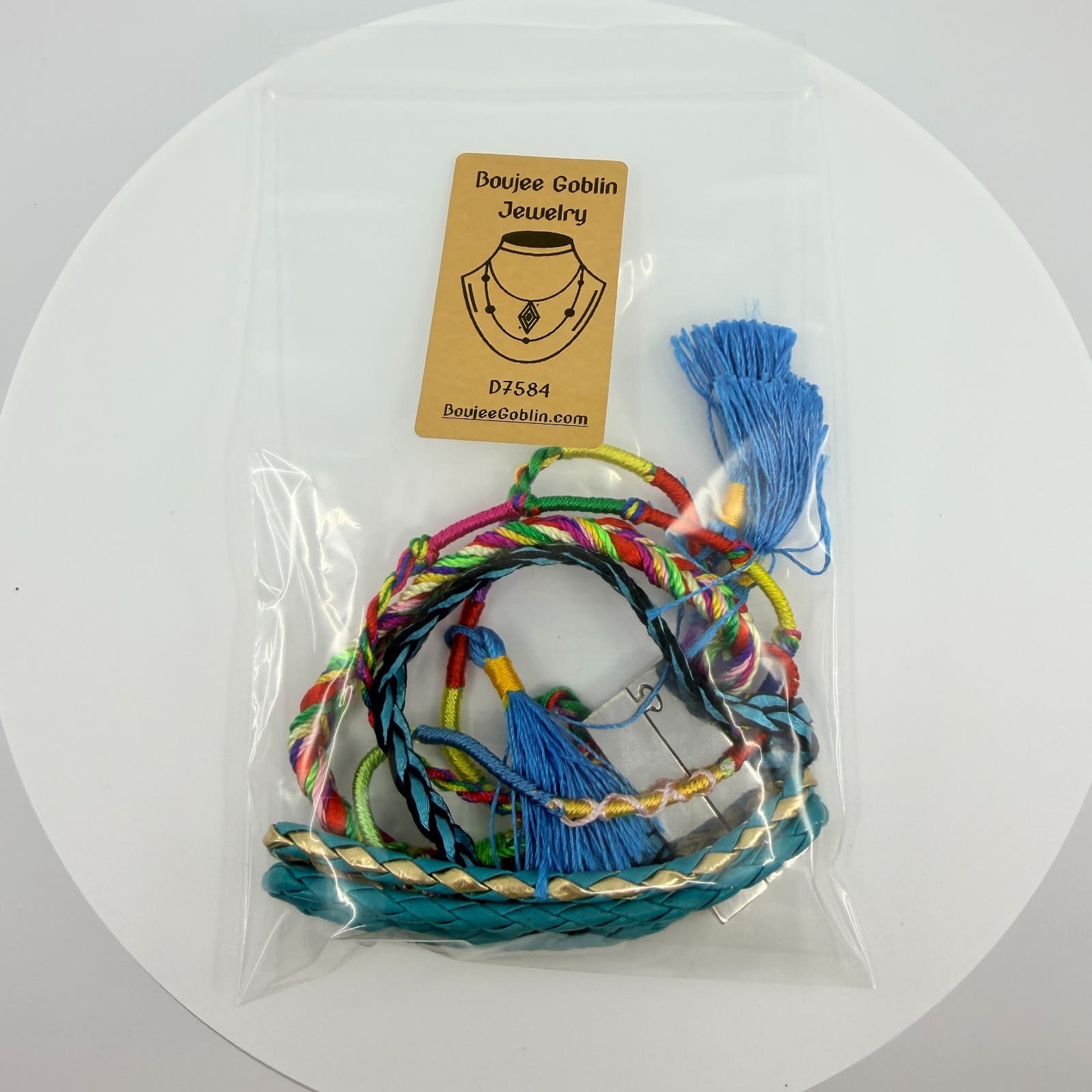 Vintage Blue Teal Multi Strand Braided Wrap Bracelet Tassels Magnetic Clasp Boho - Thumbnail 10