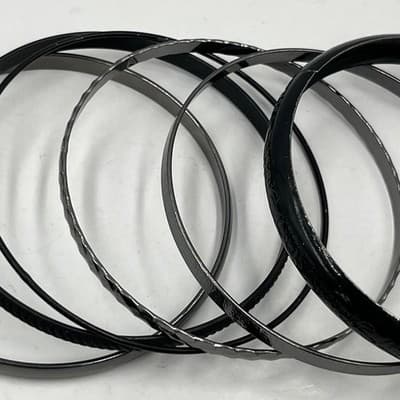 Vintage Black Gunmetal Bangle Bracelet Set 5pc Etched Hammered Gloss Stack Boho - Thumbnail 3