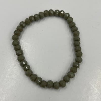 Vintage Beaded Stretch Bracelet Set 3pc Iridescent Metallic Grey Taupe Faceted - Thumbnail 4