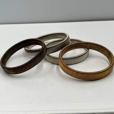 VTG Expansion Spring Bangle Bracelet Set Mixed Gold Silver Tone Slinky Stack 4 - Thumbnail 6