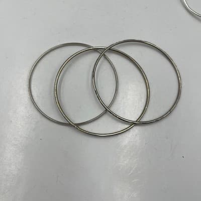 6 Vintage Metallic Bangle Bracelets Set Gold Silver Tone Diamond Cut Boho Stack - Thumbnail 2