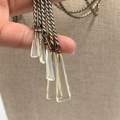 Vintage Banana Republic Rope Chain Knot Statement Necklace Lucite Teardrops - Thumbnail 7