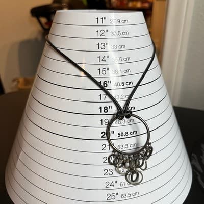 Vintage Industrial Geometric Hoop Chandelier Necklace 18" Black Cord Boho Modern - Thumbnail 7