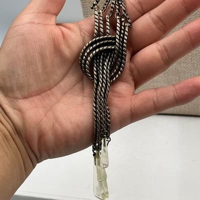 Vintage Banana Republic Rope Chain Knot Statement Necklace Lucite Teardrops - Thumbnail 8