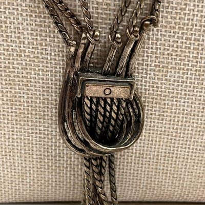 Vintage Banana Republic Rope Chain Knot Statement Necklace Lucite Teardrops - Thumbnail 4