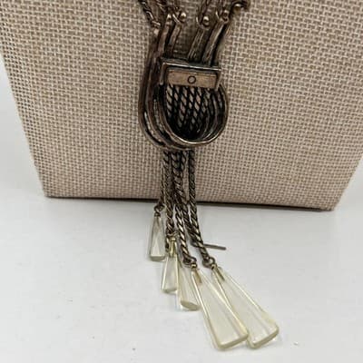 Vintage Banana Republic Rope Chain Knot Statement Necklace Lucite Teardrops - Thumbnail 3