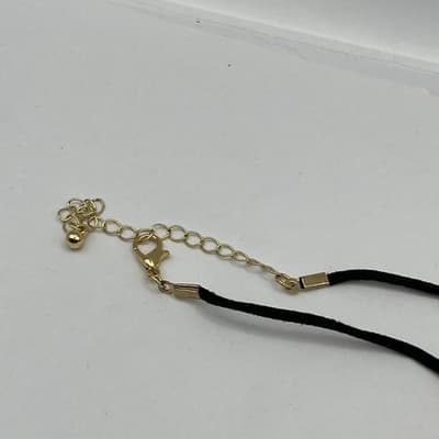 VTG Choker Seahorse Pendant & Crystal Solitaire Necklace Black Cord Suede 2pc - Thumbnail 7