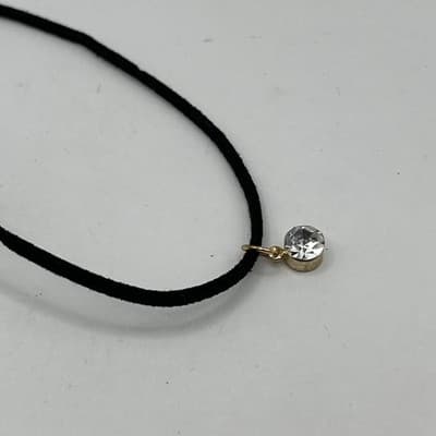 VTG Choker Seahorse Pendant & Crystal Solitaire Necklace Black Cord Suede 2pc - Thumbnail 6