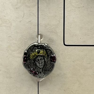 Vintage Mervyn's Partners Button Covers Art Nouveau Victorian Lady Enamel Set 4 - Thumbnail 5