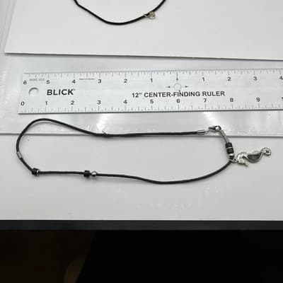 VTG Choker Seahorse Pendant & Crystal Solitaire Necklace Black Cord Suede 2pc - Thumbnail 9