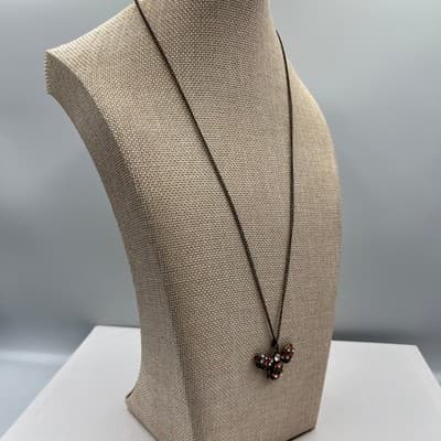 Vintage Bronze Bee Pendant Necklace Rhinestone Crystal Insect Jewelry Gift BoHo - Thumbnail 4
