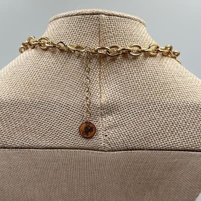 Vintage Plunder Gold Tone Necklace Lavender Beads Rhinestone Floral Bib Charm - Thumbnail 8