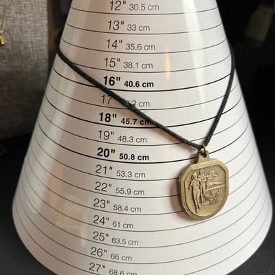 Vintage Bronze Track & Field Medal Necklace - Hurdle Runner, Black Suede Cord - Thumbnail 8