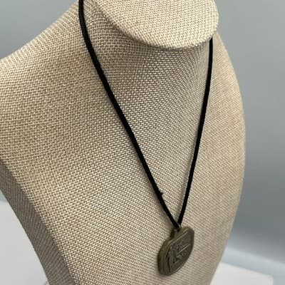 Vintage Bronze Track & Field Medal Necklace - Hurdle Runner, Black Suede Cord - Thumbnail 6