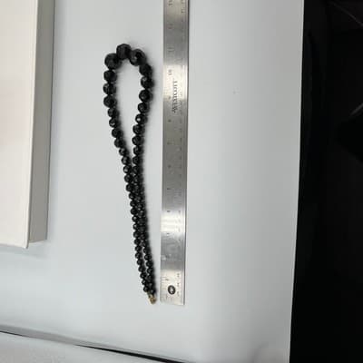 Vintage Black Faceted Graduated Bead Necklace Classic Elegant 24" Strand Jewelry - Thumbnail 6