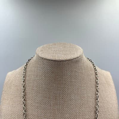 VTG Multi Layer Silver Tone Bead Statement Necklace Chunky Mixed Chain Metallic - Thumbnail 2