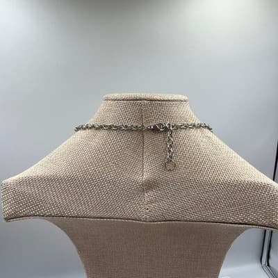 VTG Multi Layer Silver Tone Bead Statement Necklace Chunky Mixed Chain Metallic - Thumbnail 7