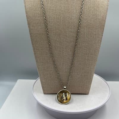 Vintage Initial A Monogram Pendant Necklace Silver Tone Chain Jewelry Accessory - Thumbnail 2